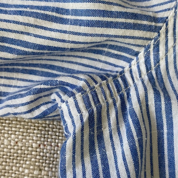 Lucky Brand Womens Cotton Blue/White Stripe Coastal Nautical Casual Shirt-Sz-M - Picture 13 of 16